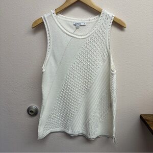Chico's White Textured Knit Sleeveless Top Size 2 Large